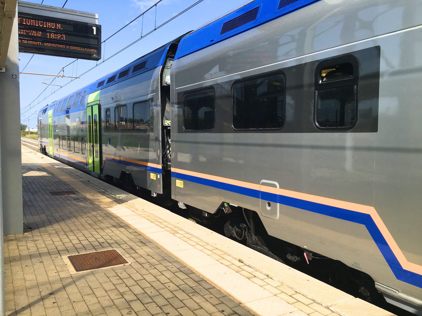 Fiumicino airport local train waiting on the platform