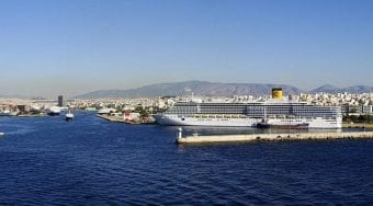 Ferries docked at Rafina Port.