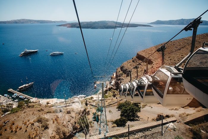 View from Cable Car in Santorini
