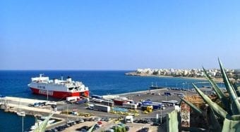 View of a ferry docked at Rafina Port.