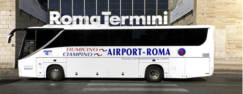Ciampino airport bus waiting on the platform