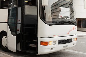 Athens airport KTEL bus waiting on the platform