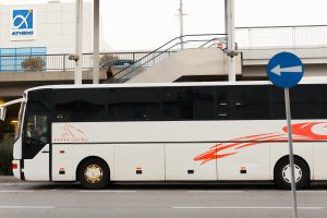 Athens airport KTEL bus waiting on the platform