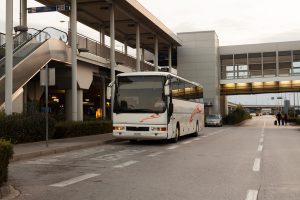 Athens airport KTEL bus waiting on the platform