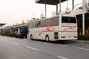 Athens airport KTEL bus waiting on the platform