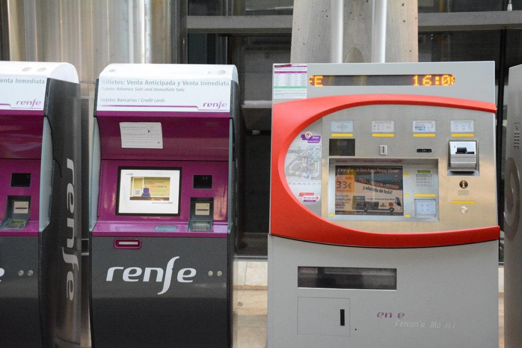 Madrid Airport renfe train automated ticket machines