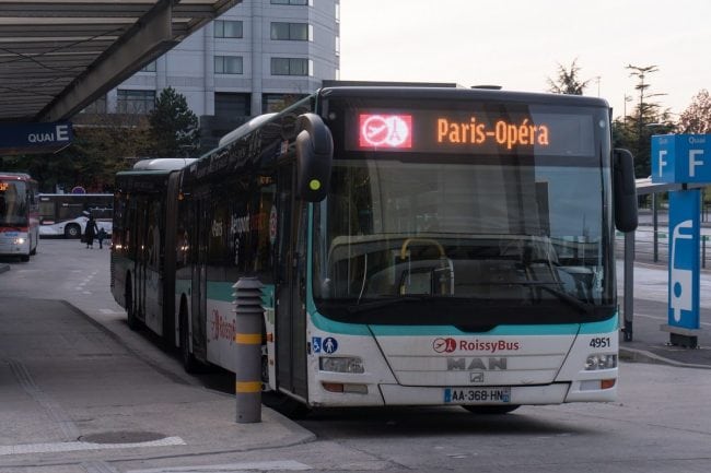 RoissyBus departing from the airport