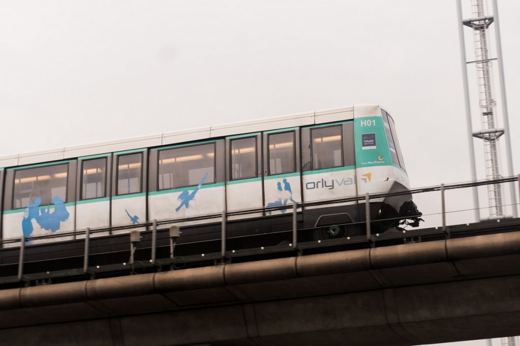 Orly Airport train arriving at the airport