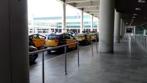 Barcelona Airport taxis lined up