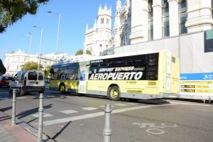 Madrid airport Express bus departing from the airport