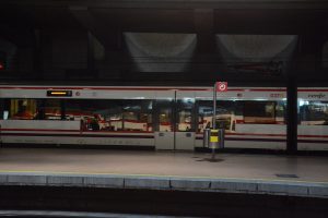 Madrid airport regional renfe train Madrid airport regional renfe train arriving at the platform