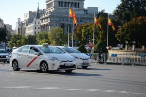 Madrid airport taxis Madrid airport white taxis arriving at the airport