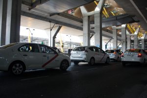 Madrid airport taxis Madrid airport white taxis lined up