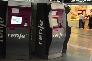 Madrid airport renfe train ticket machines Madrid airport renfe train automated ticket machines
