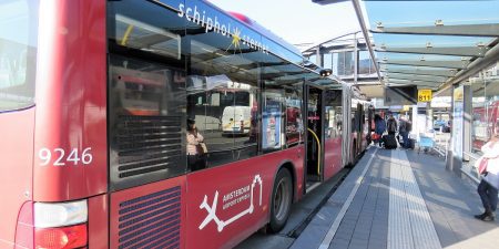Connexxion bus 397 in Amsterdam waiting on the platform.
