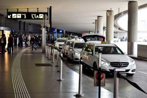 Vienna airport white taxis lined up