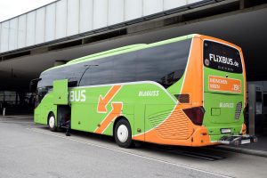 Vienna airport Flixbus waiting on the platform