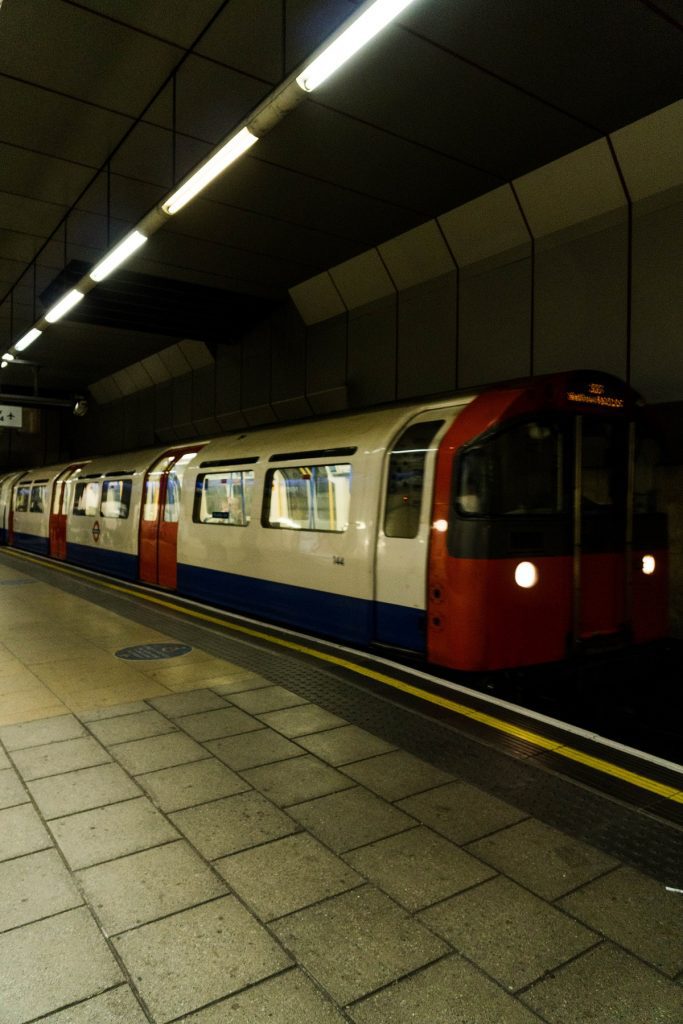 Heathrow airport metro train arriving at the platform