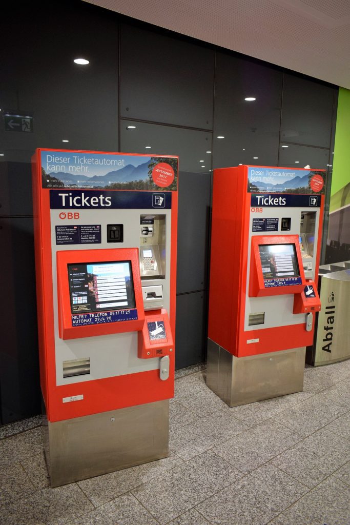 Vienna airport OBB train ticket machines