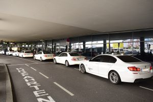 Vienna airport taxis Vienna airport white taxis lined up