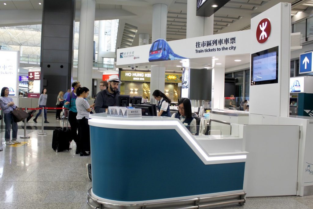 Hong Kong Airport Express train ticket counter