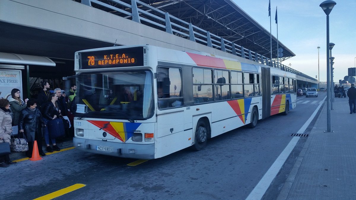 Airport bus line 78 waiting on the platform