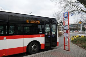 Prague Airport Express bus Prague Airport Express bus departing from the platform