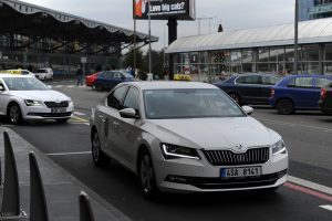 Prague airport white taxi