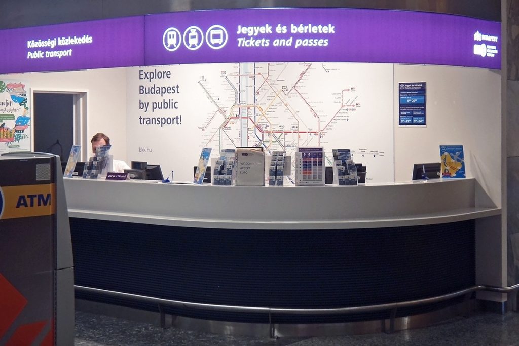 Budapest airport bus ticket counter