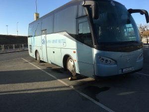 Kapnos airport shuttle bus Kapnos airport shuttle bus waiting on the platform