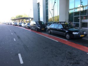 Larnaca airport taxis Larnaca airport black and white taxis waiting on the line