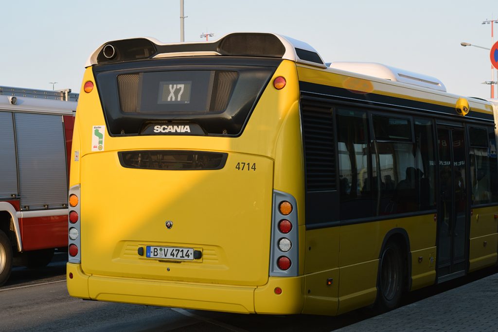 X7 Bus waiting on the airport's platform