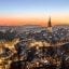 Aerial view of Bern city at night.
