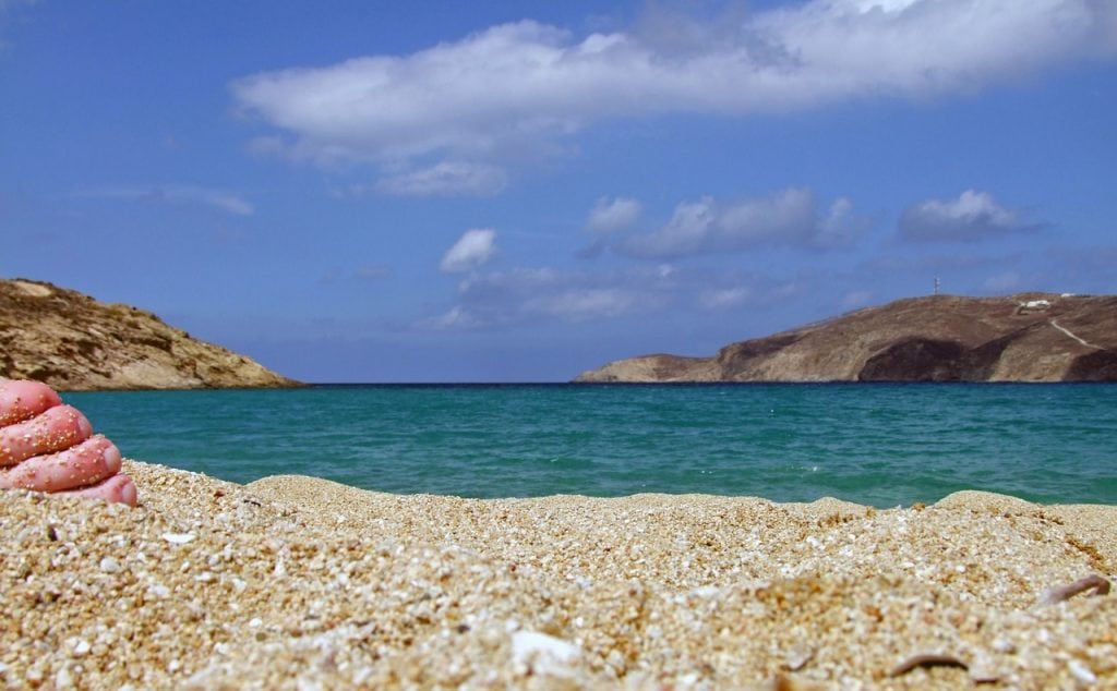 uncrowded beach mykonos greece