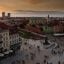 Warsaw at dusk.