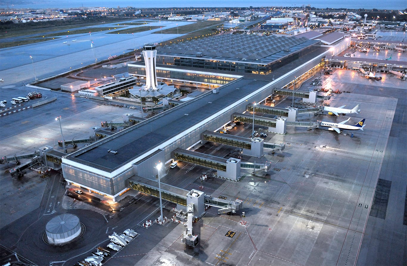 malaga airport guide terminal from above