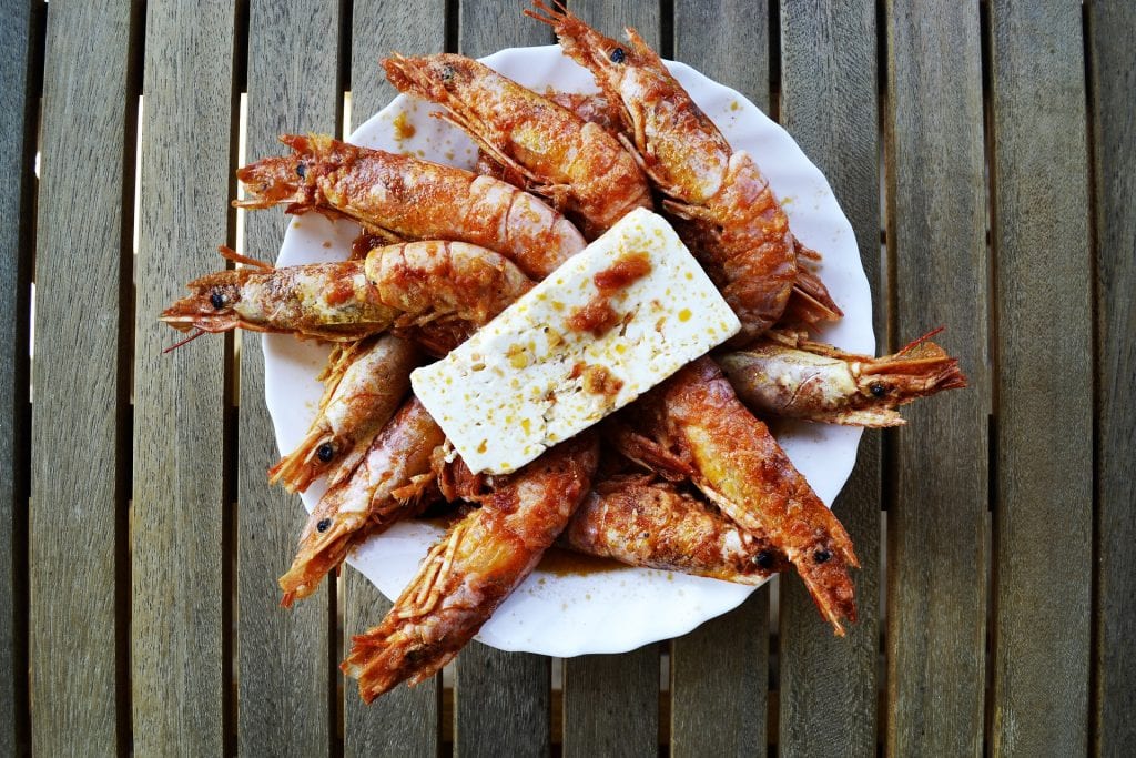 shrimps with feta cheese