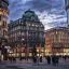 Vienna buildings at night.