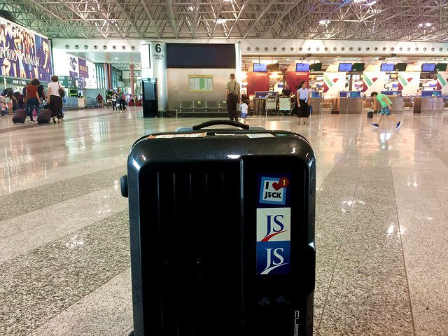 A close-up picture of luggage in the terminal used for Malpensa Airport Arrivals.