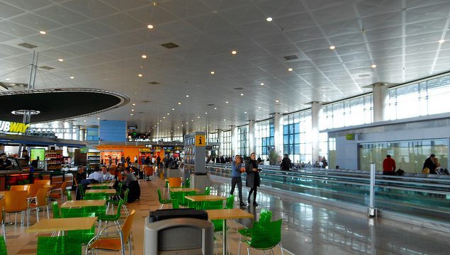 eating at the airport of Madrid