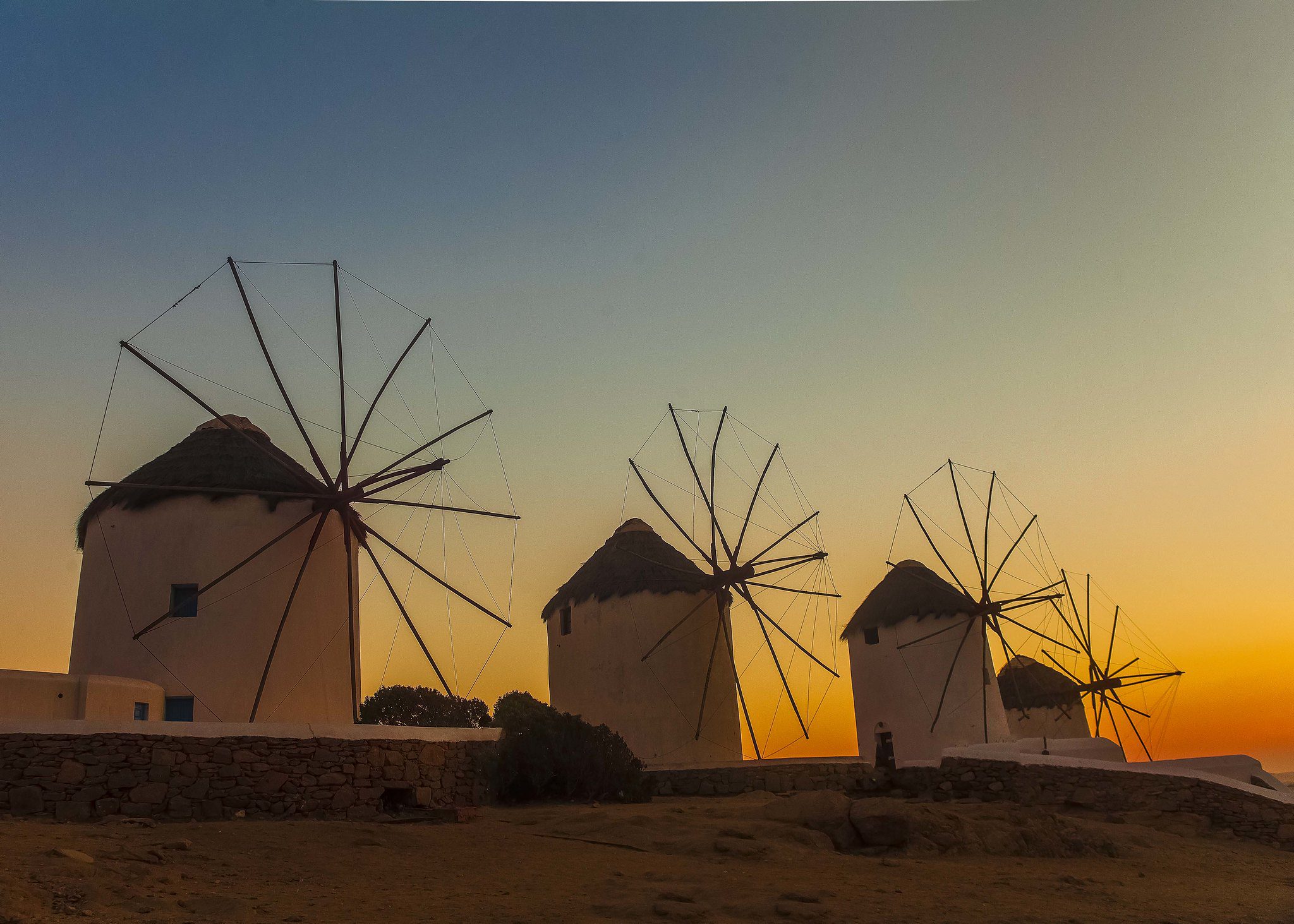 mykonos windmills sunset