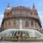 View of a large fountain in Piazza Ferrari, Genoa city center