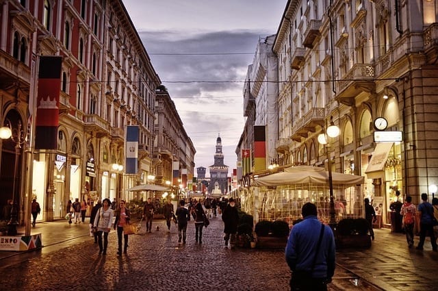 Milan streets at dusk