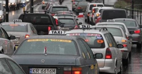 krakow taxi taxis in krakow street in raffic