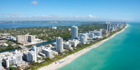 drone view of miami beach in florida