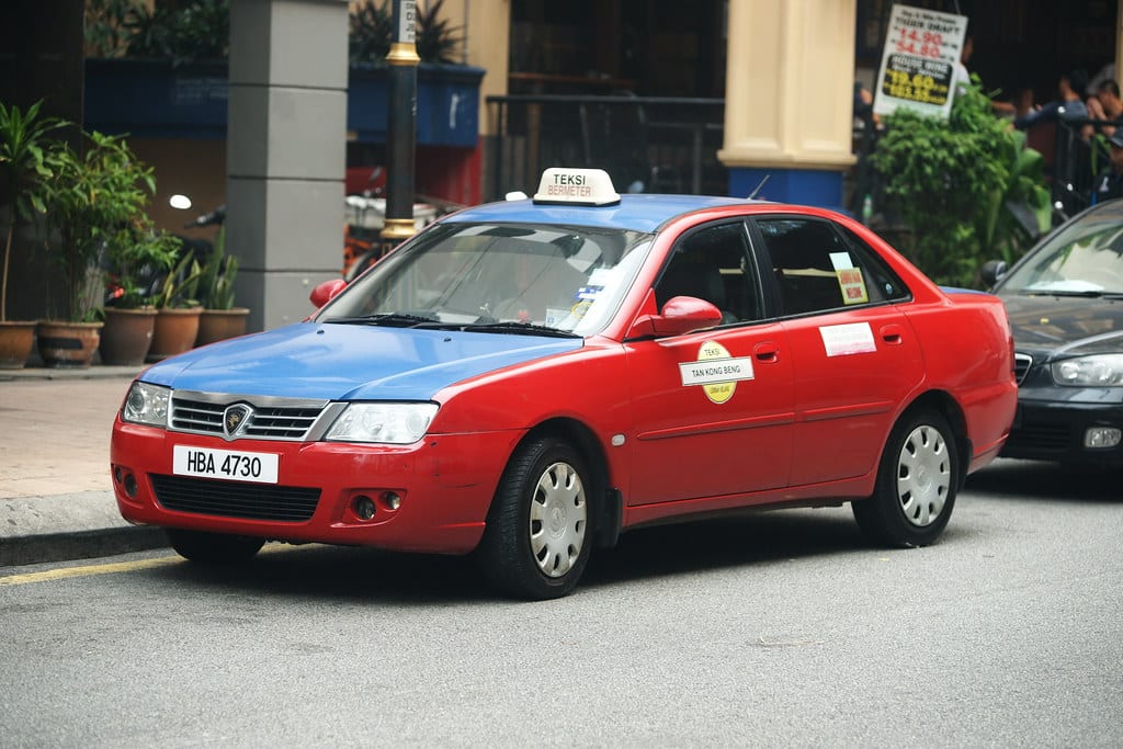 Kuala Lumpur taxi blue and red airport taxi in kuala lumpur malaysia