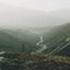 Barren land pictured on a foggy day