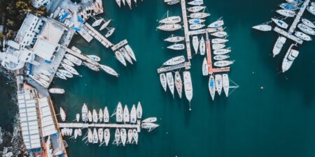 Aerial view of Mikrolimano, Piraeus, Greece.