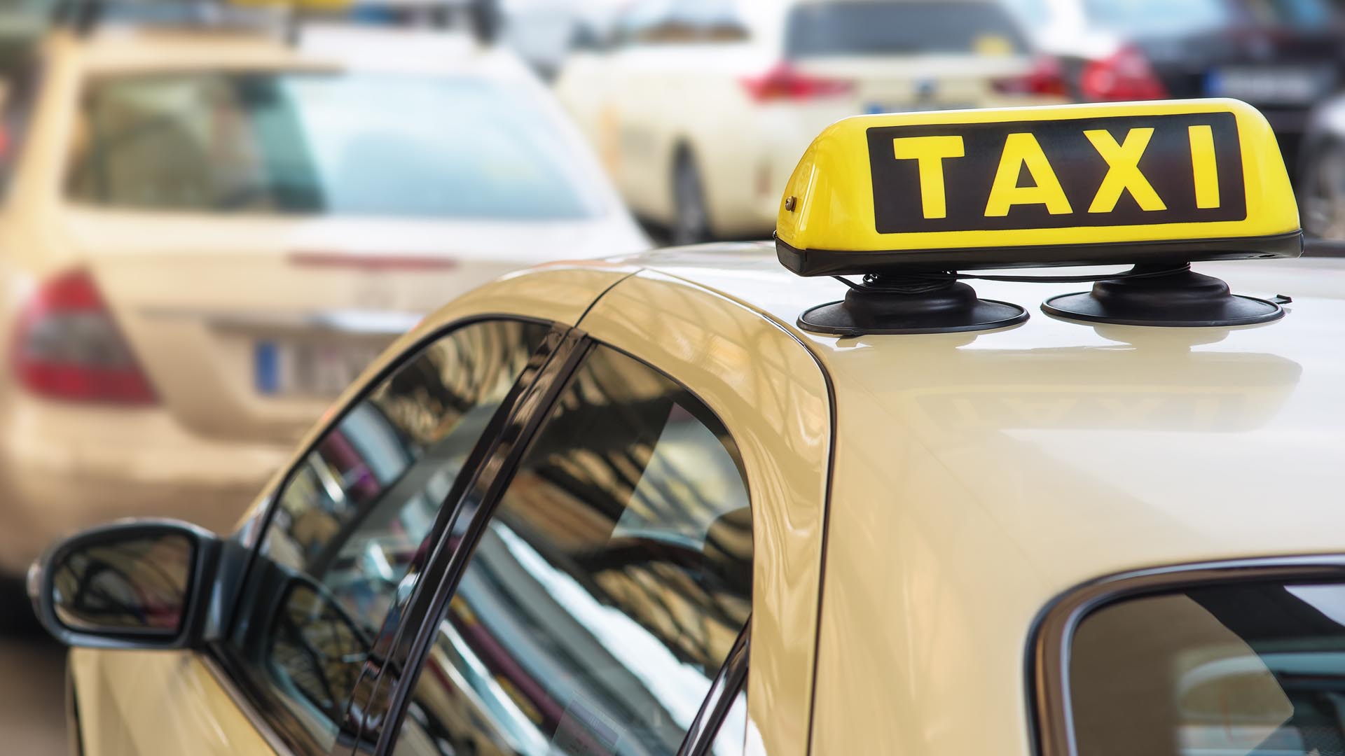 Charleston taxi signature yellow black taxi sign on pale yellow cabs