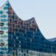 top of Elphi concert hall, a modern glassy construction with half moon shaped windows